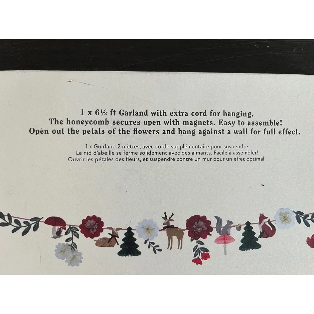 Meri Meri Winter Woodland Garland 6.5ft Forest Animal Party Christmas Decor NEW